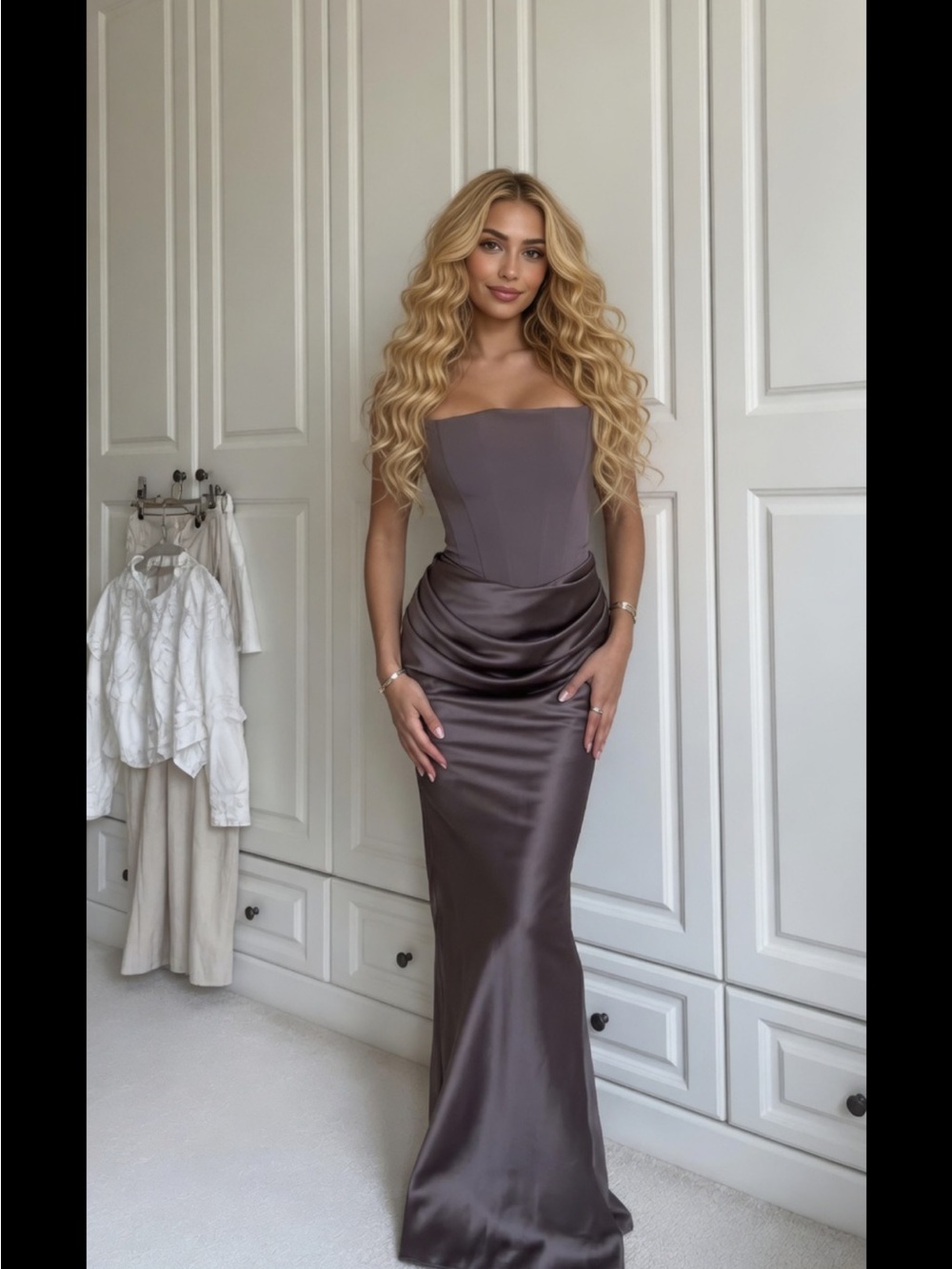 HOUSE OF CB'Persephone'Smoke Strapless Corset Maxi Dress/ Medium US6-8 $329